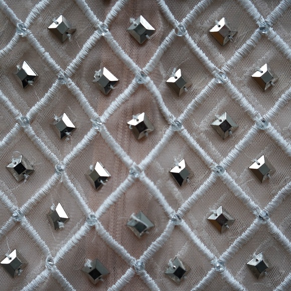 bebe mesh long sleeve embellished dress - Picture 5 of 5